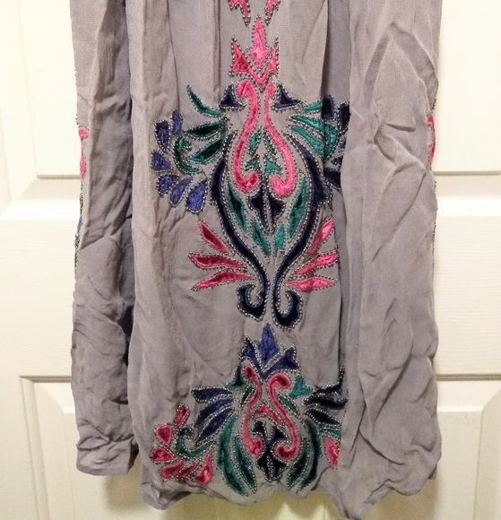 Delicate Beaded Stitched Flowy Anthropologie Dress - Picture 3 of 16